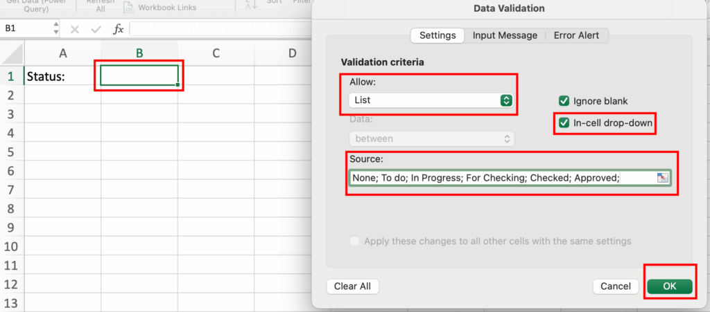 How to Make a Drop Down List in Excel and Google Sheets 2 data validation list typed