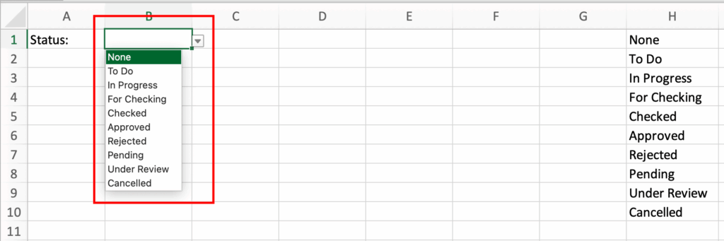 How to Make a Drop Down List in Excel and Google Sheets 6 dropdown 2 done