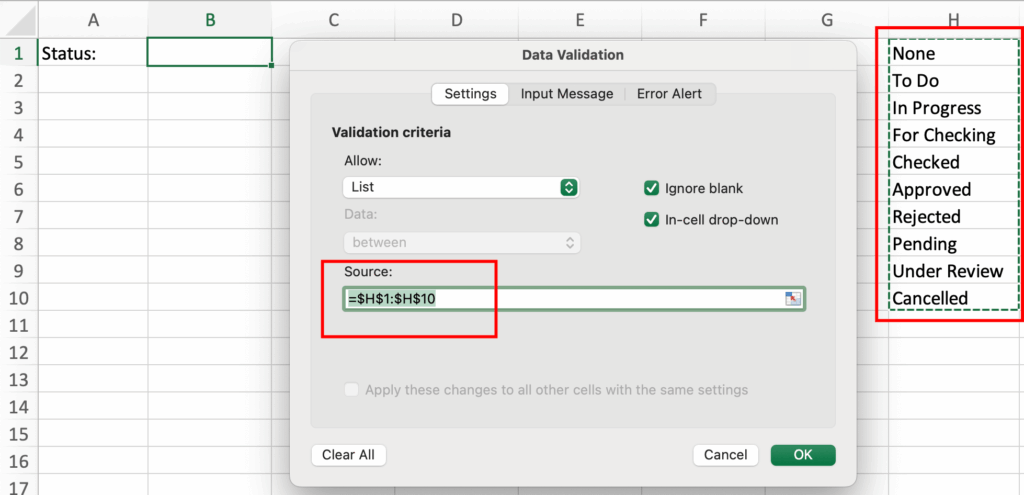 How to Make a Drop Down List in Excel and Google Sheets 5 dropdown 2 selected list
