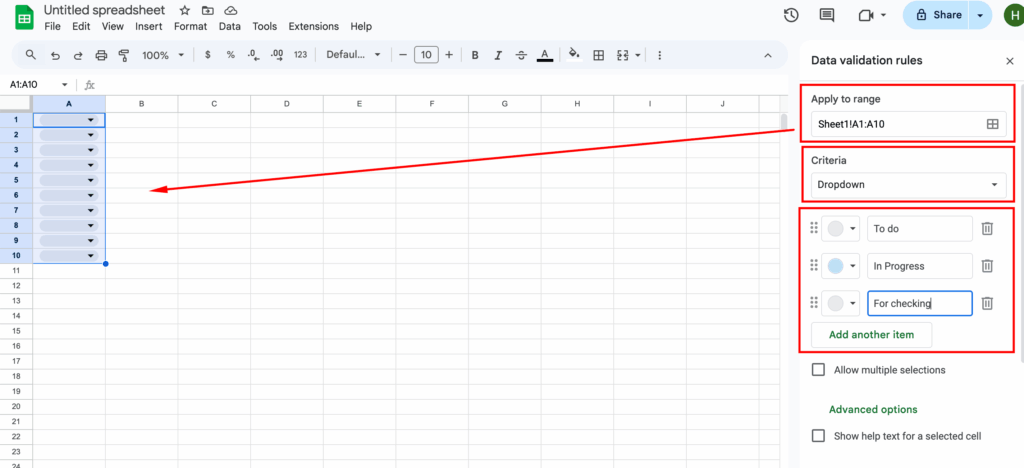 How to Make a Drop Down List in Excel and Google Sheets 11 google sheet 2