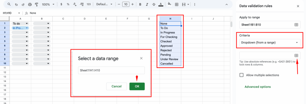 How to Make a Drop Down List in Excel and Google Sheets 13 google sheet 4