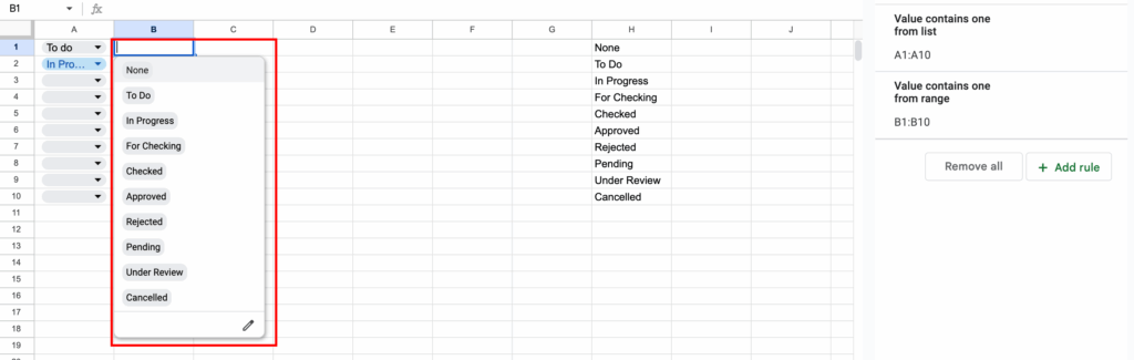 How to Make a Drop Down List in Excel and Google Sheets 14 google sheet 5
